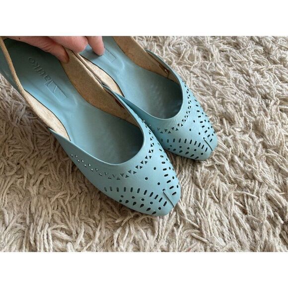 Matiko Shoes Ballet Flats Slip On Light Blue Leather 38.5 / 8.5 Turquoise - Picture 5 of 8